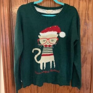 It's Our Time Festive Green and Red Crew Neck Sweater
